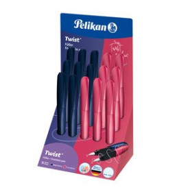 Plumas estilográficas PLUMA PELIKAN TWIST SHINE TRIANGULAR VIOLET SURTIDO EXPOSITOR de 15 (12 plumas + 3 rollers)