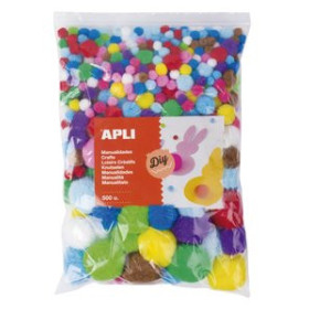 Pom-pom y plumas POM POM APLI COLORES SURTIDOS BOLSA de 500
