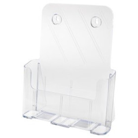 Expositores sobremesa PORTAFOLLETOS SOBREMESA DEFLECT-O A4 VERTICAL 1 COMPARTIMENTO RESPALDO ALTO CRISTAL