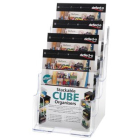 Expositores sobremesa PORTAFOLLETOS SOBREMESA DEFLECT-O A5 VERTICAL 4 COMPARTIMENTOS CRISTAL