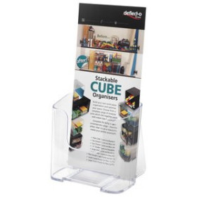 Expositores sobremesa PORTAFOLLETOS SOBREMESA DEFLECT-O 1/3 A4 VERTICAL 1 COMPARTIMENTO RESPALDO ALTO CRISTAL