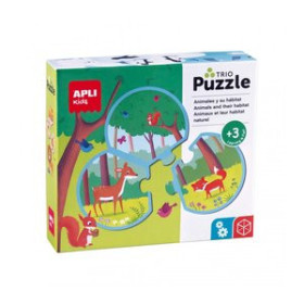 Juegos educativos PUZLE EDUCATIVO APLI KIDS 24 PIEZAS ASOCIACION TRIO ANIMALES Y SU HABITAT (+3 años)
