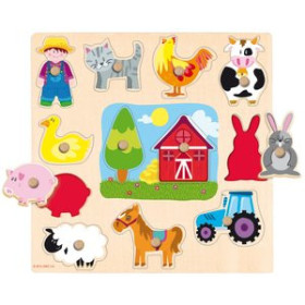 Juegos educativos PUZLE GOULA SILUETA GRANJA 12 PIEZAS MADERA 28x28 cm +2 AÑOS