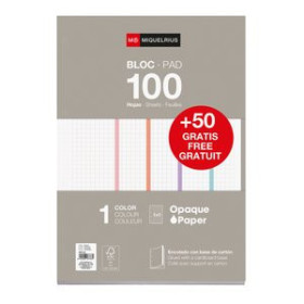 Recambio 4 taladros RECAMBIO MIQUELRIUS NOTEBOOK 1 A4 100+50h 90gr ENCOLADO 4 TALADROS CUADRIC.5x5 GRIS