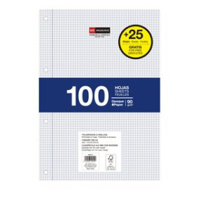 Recambio 4 taladros RECAMBIO MIQUELRIUS NOTEBOOK 1 A4 125h (100+25) 90gr 4 TALADROS CUADRIC.4x4 C/MARGEN AZUL