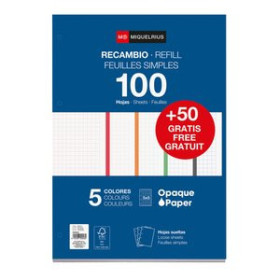 Recambio 4 taladros RECAMBIO MIQUELRIUS NOTEBOOK 5 A4 100+50h 90gr 4 TALADROS CUADRIC.5x5 INTENSOS