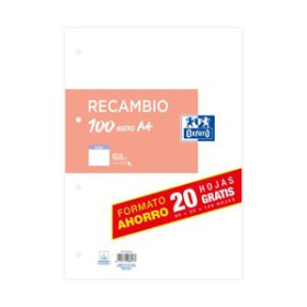 Recambio 4 taladros RECAMBIO OXFORD SCHOOL A4 100h (80+20)  4 TALADROS LISO NARANJA