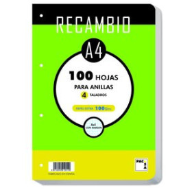 Recambio 4 taladros RECAMBIO PACSA A4 100h 100g 4 TALADROS CUADRIC.4x4 CANTOS REDONDEADOS