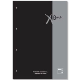 Recambio encolado 4 taladros RECAMBIO PACSA XBLOCK ENCOLADO A4 80h 90gr 4 TALADROS CUADRIC.5x5 NEGRO (1 color en rayado y banda)