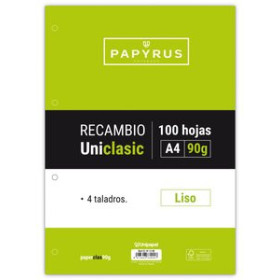 Recambio 4 taladros RECAMBIO PAPYRUS UNICLASIC A4 100h 90g 4 TALADROS LISO