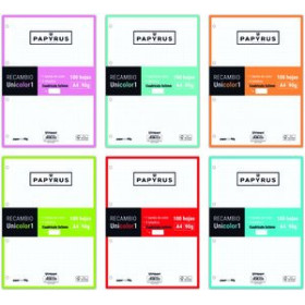 Recambio 4 taladros RECAMBIO PAPYRUS UNICOLOR1 A4 100h 90g 4 TALADROS CUAD.5x5 SURTIDO