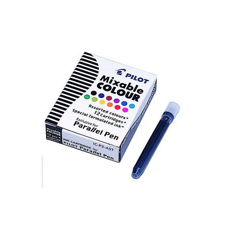 Tinta para estilográficas RECAMBIO PILOT PLUMA PARALLEL PEN SURTIDO CAJA de 12