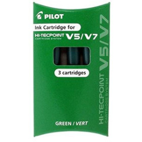 Recambios para rollers de tinta líquida RECAMBIO PILOT ROLLER V-5 RECARGABLE VERDE BLISTER DE 3