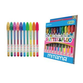 Rollers de tinta gel ROLLER GEL MITAMA MINI GLITTER Y NEON 1mm ESTUCHE de 10