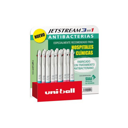 Rollers de tinta gel retráctiles ROLLER GEL RT. UNI-BALL JETSTREAM 3 ANTIBACTERIAS 0