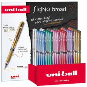 Rollers de tinta gel ROLLER UNI-BALL UM-153 SIGNO BROAD GEL METAL EXPOSITOR de 36