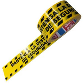 Señalización ROLLOS SEGURIDAD 33x50 MM. BICOLOR NEGRO/AMARILLO "MANTENGA LA DISTANCIA DE SEGURIDAD"
