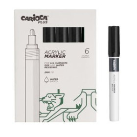 Rotuladores acrilicos ROTULADOR ACRILICO CARIOCA PLUS CAJA de 6 NEGRO