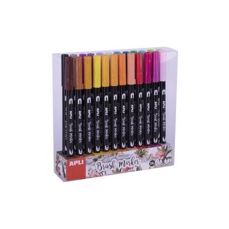 Rotuladores de colores ROTULADOR APLI DOBLE PUNTA ESTUCHE de 24 SURTIDOS