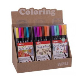 Rotuladores de colores ROTULADOR APLI DOBLE PUNTA PINCEL EXPOSITOR DE 8 SURTIDOS