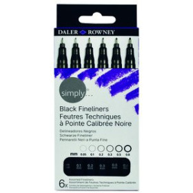 Rotuladores de colores ROTULADOR DALER ROWNEY FINELINER NEGRO SIMPLY ESTUCHE DE 6