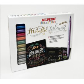 Rotuladores de colores ROTULADOR FIBRA ALPINO COLOR EXPERIENCE METALLIC LETTERING SET de 12