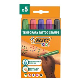 Rotuladores de colores ROTULADOR FIBRA BIC KIDS STAMP TEMPORARY TATTO CAJA de 5