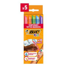 Rotuladores de colores ROTULADOR FIBRA BIC KIDS TEMPORARY TATTO CAJA de 5