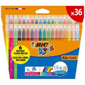 Rotuladores de colores ROTULADOR FIBRA BIC KIDS ULTRA LAVABLE CAJA de 36