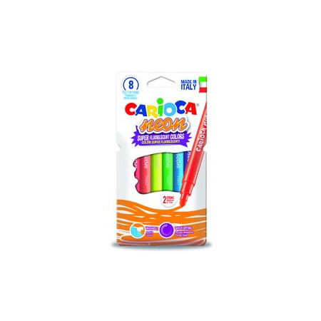 Rotuladores de colores ROTULADOR FIBRA CARIOCA LAVABLE NEON CAJA de 8