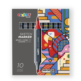 Rotuladores de doble punta ROTULADOR FIBRA CARIOCA PLUS SKETCH MARKER DOBLE PUNTA CAJA de 10 COLORES SURTIDOS