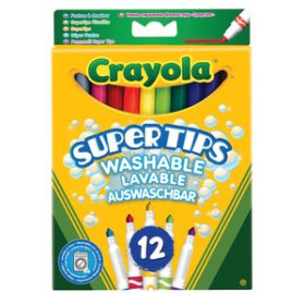 Rotuladores de colores ROTULADOR FIBRA CRAYOLA LAVABLE SUPER PUNTA CAJA de 12