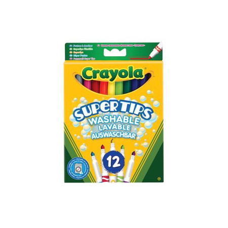 Rotuladores de colores ROTULADOR FIBRA CRAYOLA LAVABLE SUPER PUNTA CAJA de 12