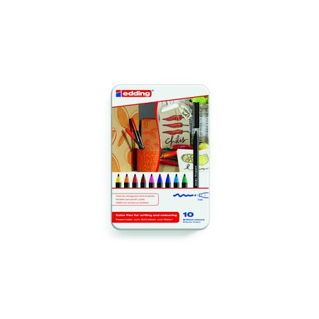 Rotuladores de colores ROTULADOR FIBRA EDDING 1300 CAJA de METAL de 10