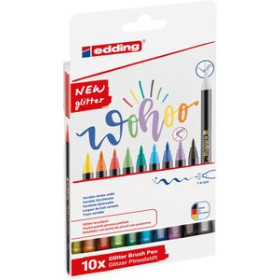 Rotuladores de fibra ROTULADOR FIBRA EDDING 1340 BRUSHPEN GLITTER SURTIDO ESTUCHE DE 10