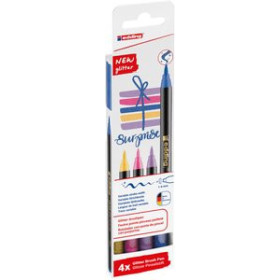 Rotuladores de fibra ROTULADOR FIBRA EDDING 1340 BRUSHPEN GLITTER SURTIDO ESTUCHE DE 4