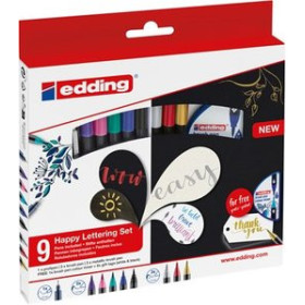 Rotuladores de fibra ROTULADOR FIBRA EDDING 1340 BRUSHPEN HAPPY LETTERING SET 9+2S