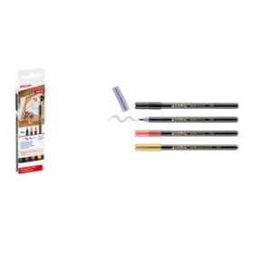 Rotuladores de fibra ROTULADOR FIBRA EDDING 1340 BRUSHPEN PACK 4 MIXTO