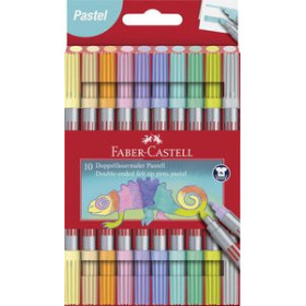 Rotuladores de colores ROTULADOR FIBRA FABER-CASTELL DOBLE PUNTA PASTEL CAJA de 10