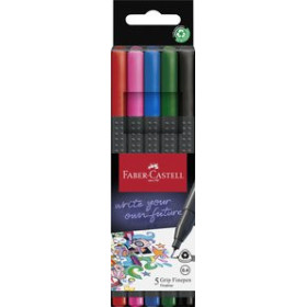 Rotuladores de colores ROTULADOR FIBRA FABER-CASTELL GRIP FINEPEN 1516 PACK de 5 COLORES BASICOS
