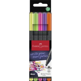 Rotuladores de colores ROTULADOR FIBRA FABER-CASTELL GRIP FINEPEN 1516 PACK de 5 COLORES NEON