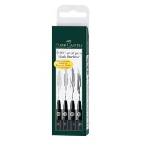 Rotuladores de fibra ROTULADOR FIBRA FABER-CASTELL PITT ARTIST PENS NEGROS ESTUCHE DE 4 (XS