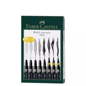 Rotuladores de fibra ROTULADOR FIBRA FABER-CASTELL PITT ARTIST PENS NEGROS ESTUCHE DE 8 (XS/S/F/M/B/SB/SC/1