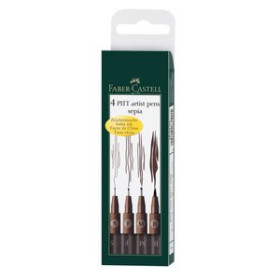 Rotuladores de fibra ROTULADOR FIBRA FABER-CASTELL PITT ARTIST PENS SEPIA ESTUCHE DE 4 (S