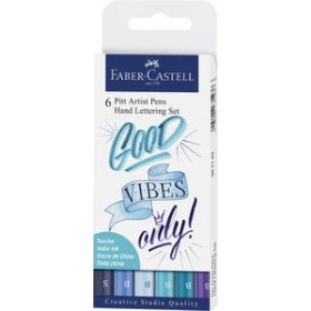 Rotuladores de fibra ROTULADOR FIBRA FABER-CASTELL PITT HAND LETTERING TONOS AZULES BOLSA DE 6
