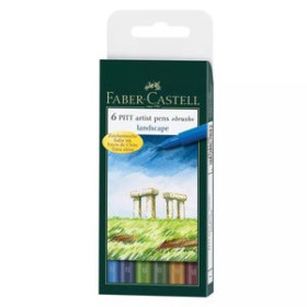 Rotuladores de fibra ROTULADOR FIBRA FABER-CASTELL PITT PINCEL BOLSA de 6 (COLORES PAISAJES)