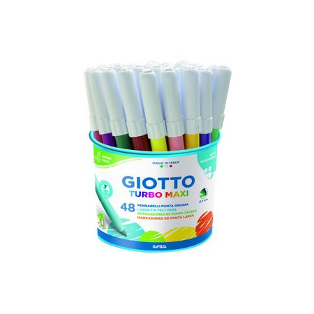 Rotuladores de colores ROTULADOR FIBRA GIOTTO TURBO MAXI BOTE de 48 (4x12 col.)