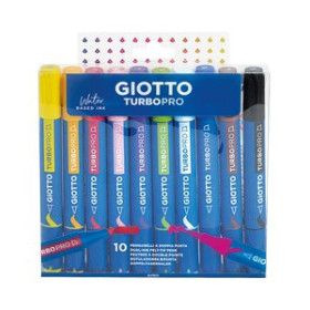 Rotuladores de colores ROTULADOR FIBRA GIOTTO TURBO PRO DOBLE PUNTA COLORES CLASICOS BLISTER de 10