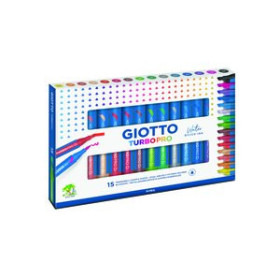 Rotuladores de colores ROTULADOR FIBRA GIOTTO TURBO PRO DOBLE PUNTA ESTUCHE de 15