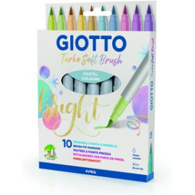 Rotuladores de colores ROTULADOR FIBRA GIOTTO TURBO SOFT BRUSH PASTEL ESTUCHE DE 10